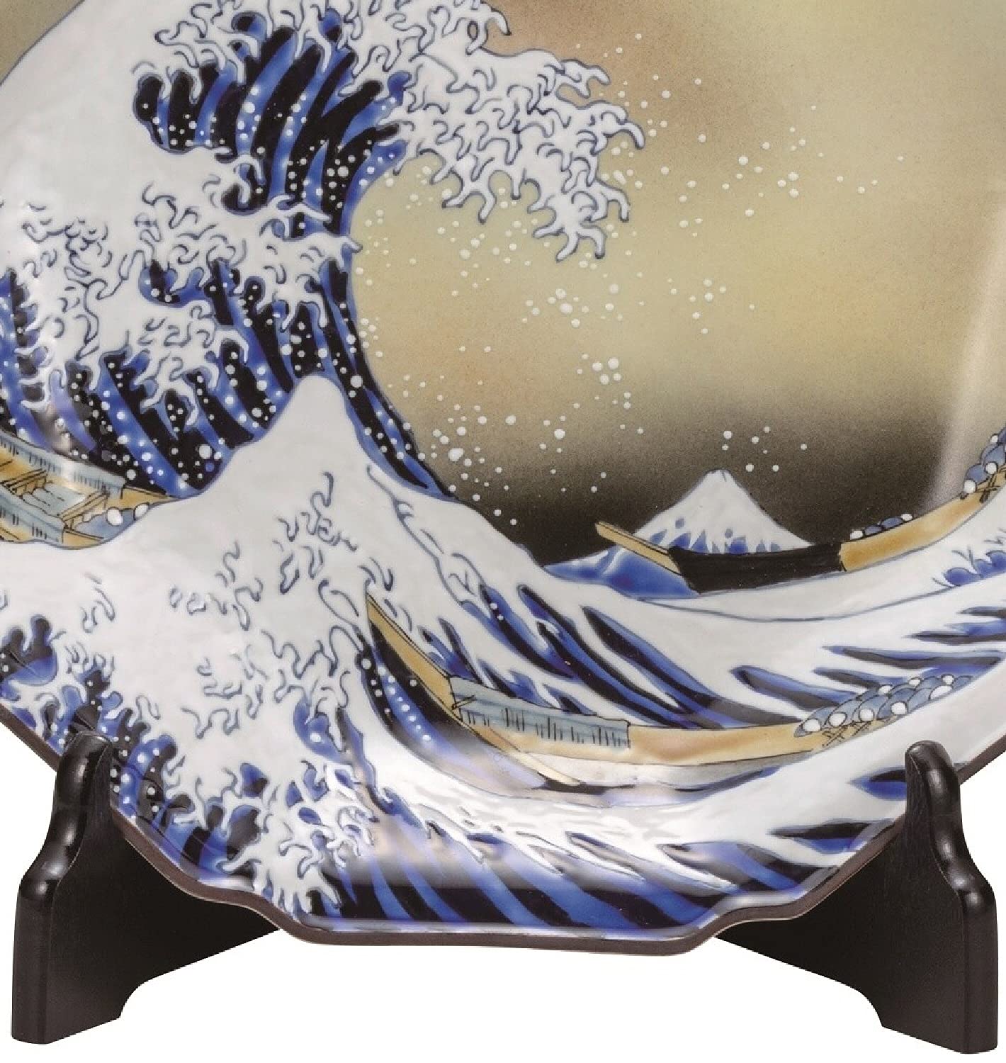 Amazon.co.jp: 九谷焼 10号飾皿 北斎 神奈川沖浪裏（皿立付） : ホーム